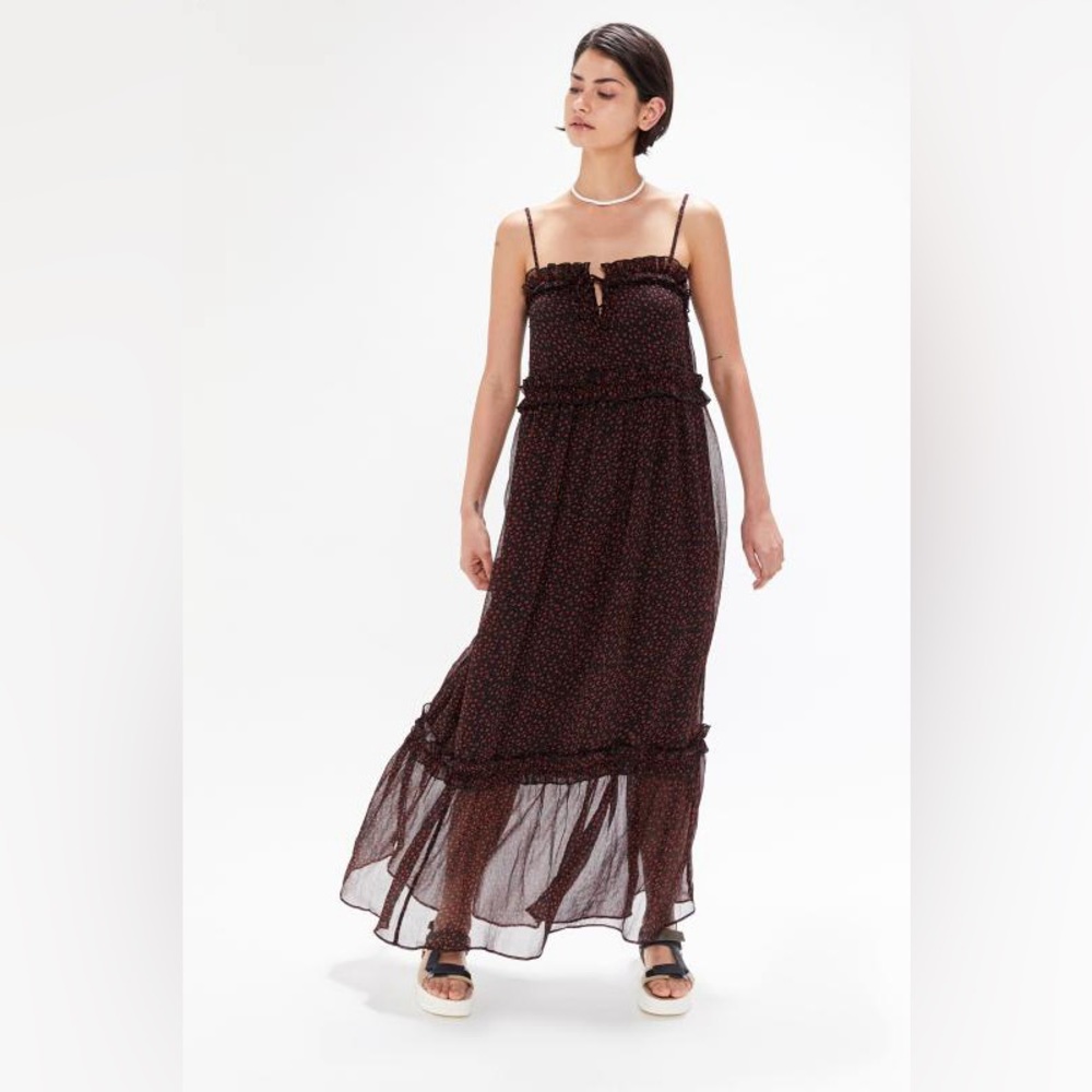 UO Carly Chiffon Ruffle Maxi Dress